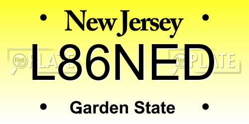 L86NED New Jersey License Plate
