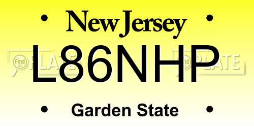 L86NHP New Jersey License Plate
