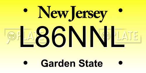 L86NNL New Jersey License Plate