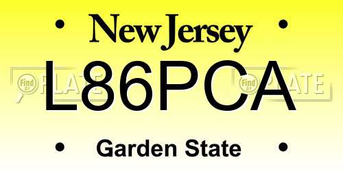 L86PCA New Jersey License Plate