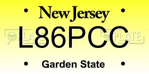 L86PCC New Jersey License Plate