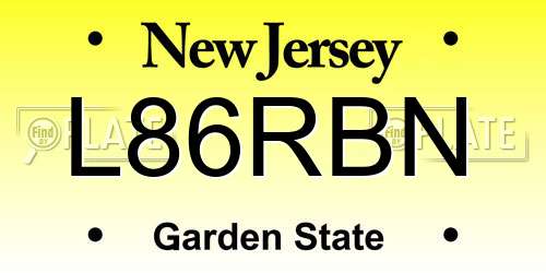 L86RBN New Jersey License Plate