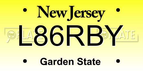L86RBY New Jersey License Plate