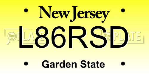 L86RSD New Jersey License Plate