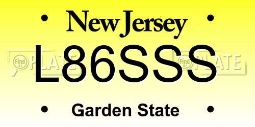 L86SSS New Jersey License Plate