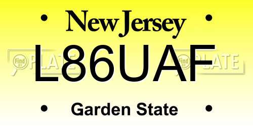 L86UAF New Jersey License Plate