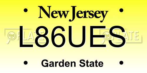 L86UES New Jersey License Plate