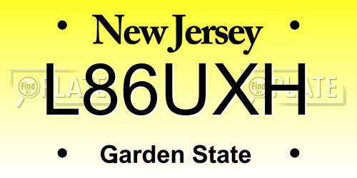 L86UXH New Jersey License Plate