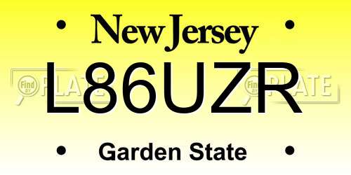 L86UZR New Jersey License Plate