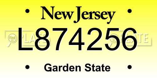 L874256 New Jersey License Plate