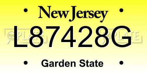 L87428G New Jersey License Plate