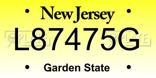 L87475G New Jersey License Plate