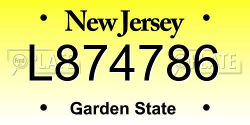 L874786 New Jersey License Plate