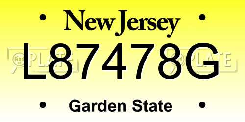 L87478G New Jersey License Plate
