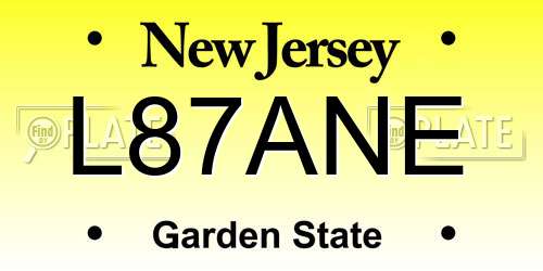 L87ANE New Jersey License Plate