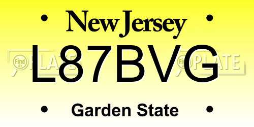 L87BVG New Jersey License Plate