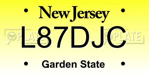 L87DJC New Jersey License Plate