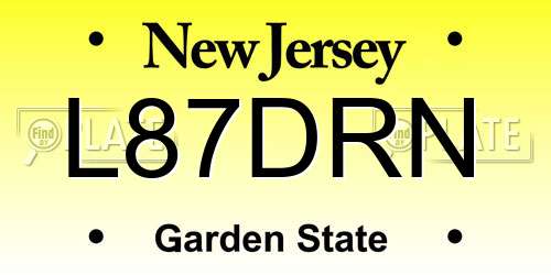 L87DRN New Jersey License Plate