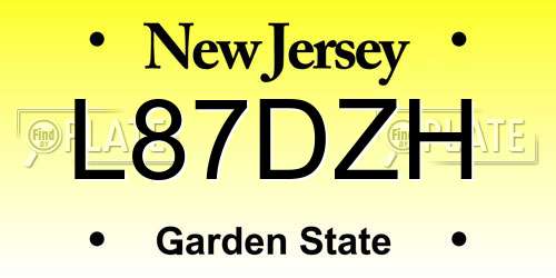 L87DZH New Jersey License Plate