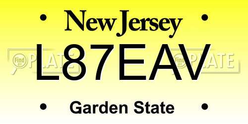 L87EAV New Jersey License Plate