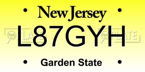 L87GYH New Jersey License Plate