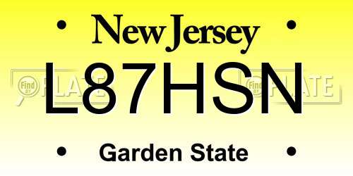 L87HSN New Jersey License Plate