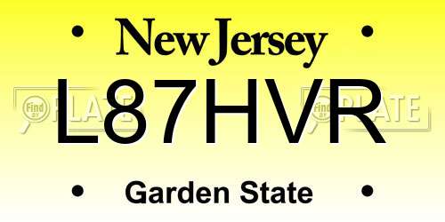 L87HVR New Jersey License Plate