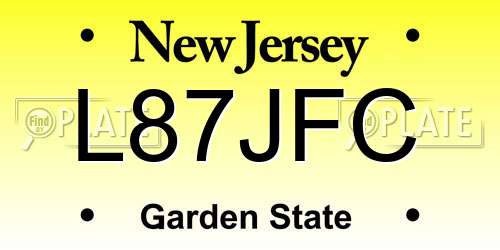 L87JFC New Jersey License Plate