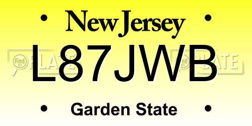 L87JWB New Jersey License Plate