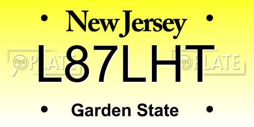 L87LHT New Jersey License Plate