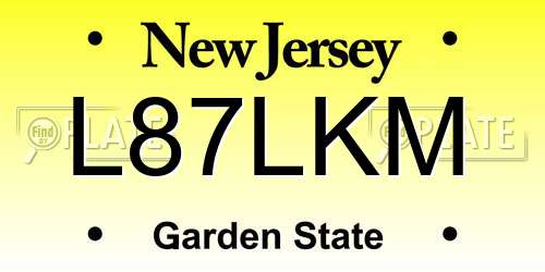L87LKM New Jersey License Plate
