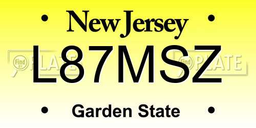 L87MSZ New Jersey License Plate