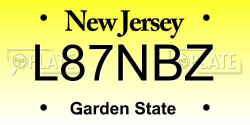 L87NBZ New Jersey License Plate