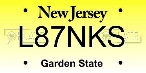 L87NKS New Jersey License Plate