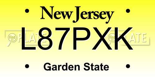 L87PXK New Jersey License Plate
