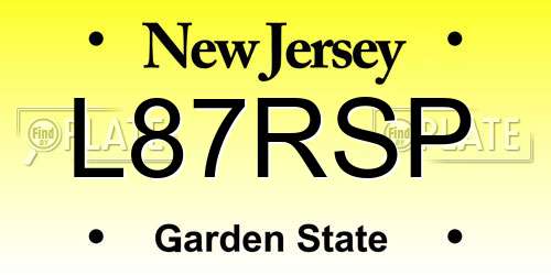 L87RSP New Jersey License Plate