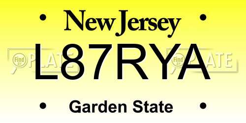 L87RYA New Jersey License Plate