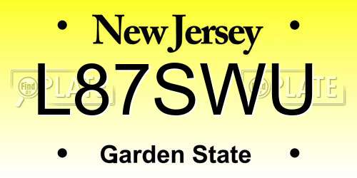 L87SWU New Jersey License Plate