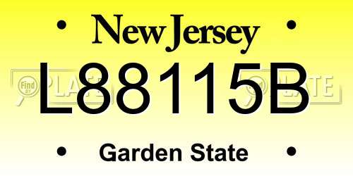 L88115B New Jersey License Plate