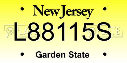 L88115S New Jersey License Plate