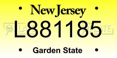 L881185 New Jersey License Plate
