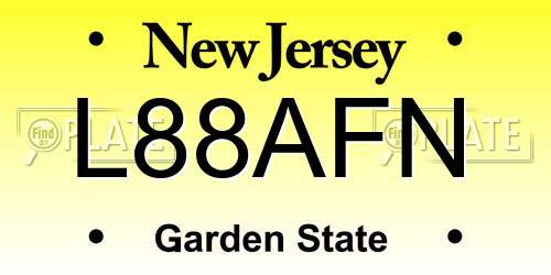 L88AFN New Jersey License Plate