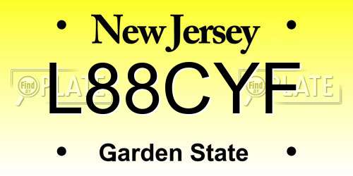 L88CYF New Jersey License Plate