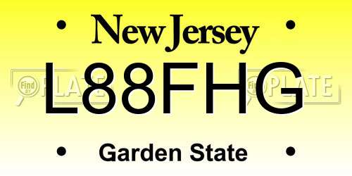 L88FHG New Jersey License Plate