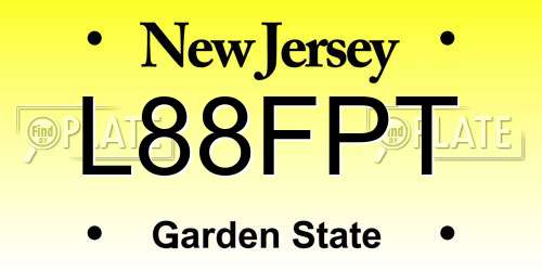 L88FPT New Jersey License Plate