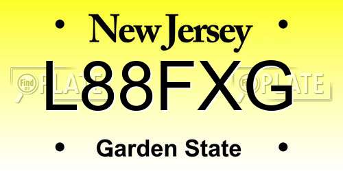 L88FXG New Jersey License Plate