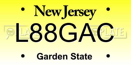 L88GAC New Jersey License Plate