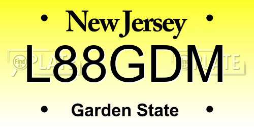 L88GDM New Jersey License Plate