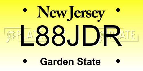 L88JDR New Jersey License Plate