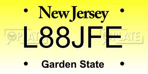 L88JFE New Jersey License Plate